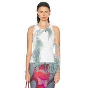 Acne Studios Feathers Tank Top in White Blue X-Small New Womens Sleeveless
